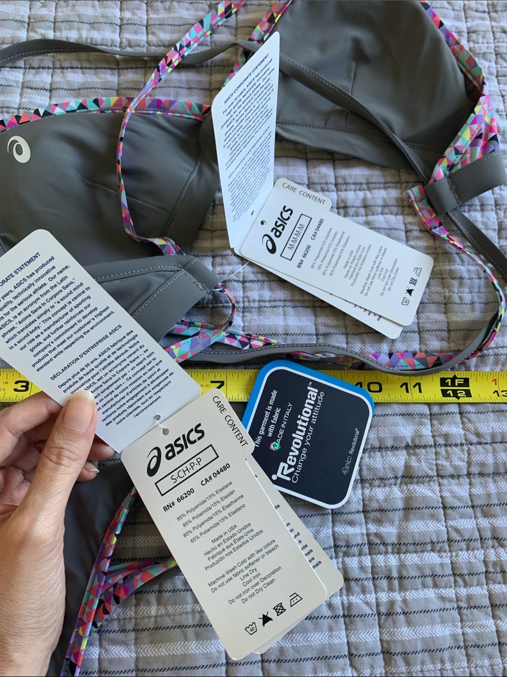 ASICS Reversible Gray/Multicolor Geometric Triangle Bikini Set. - Picture 6 of 7